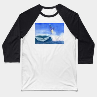 Windsurfer Watercolor Painting Baseball T-Shirt